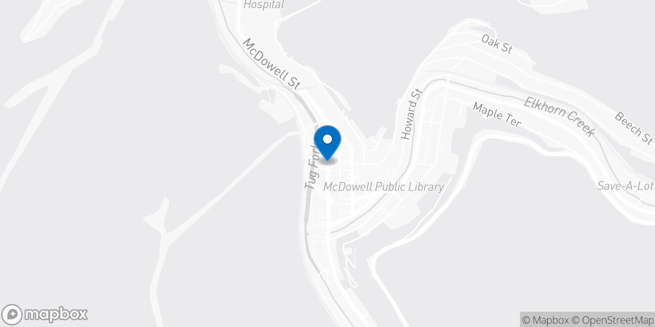 Map showing the location of the Social Security office in Welch, WV
