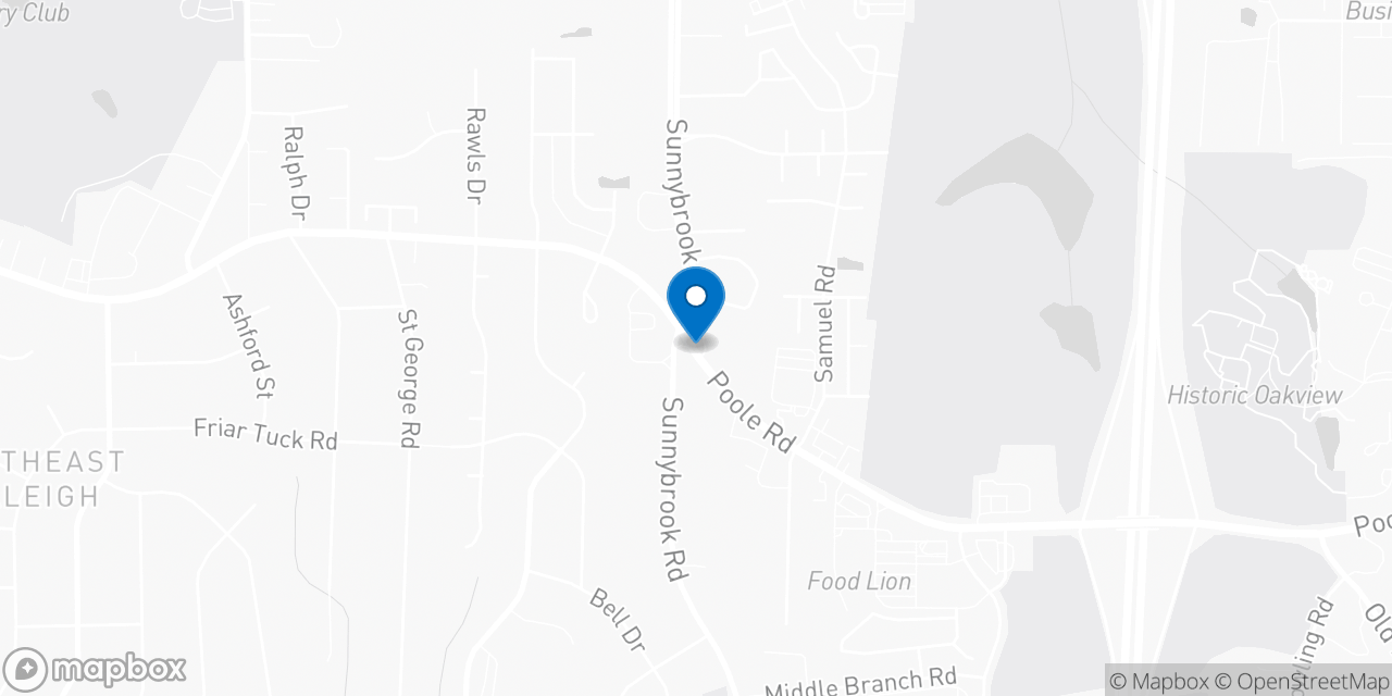 Map showing the location of the Social Security office in Raleigh, NC