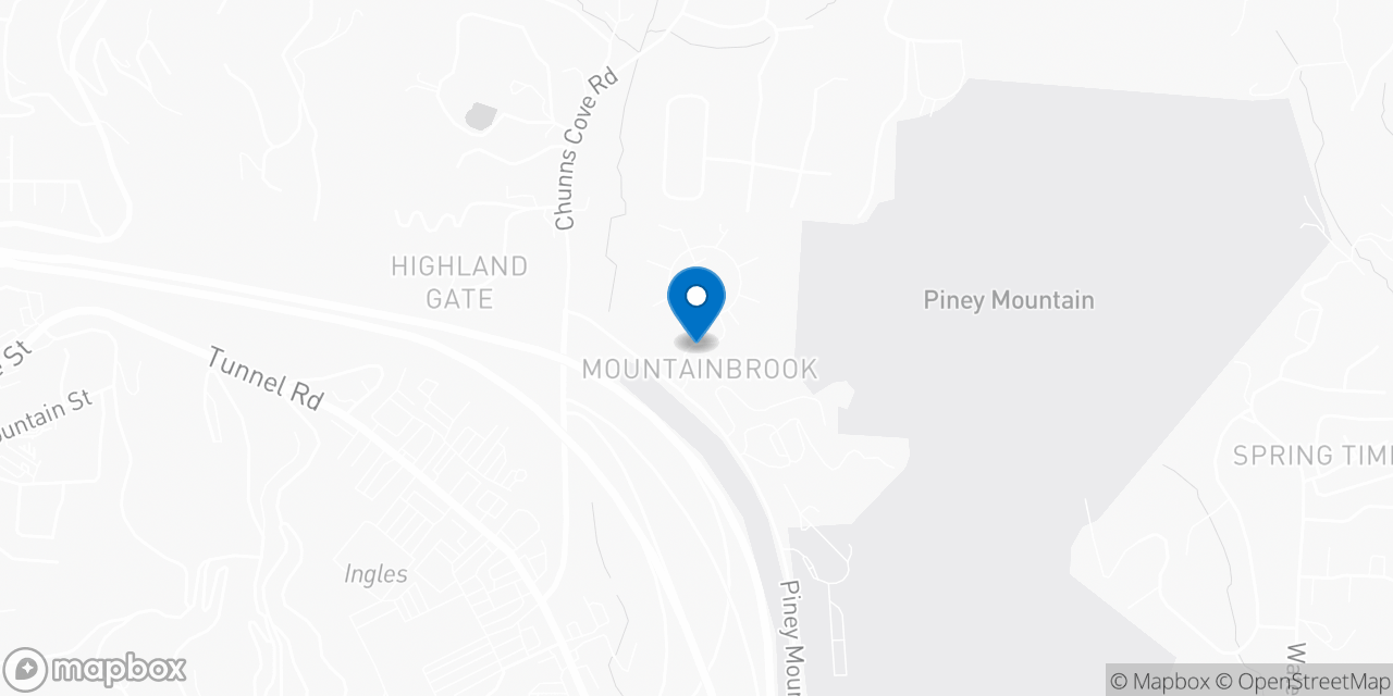 Map showing the location of the Social Security office in Asheville, NC