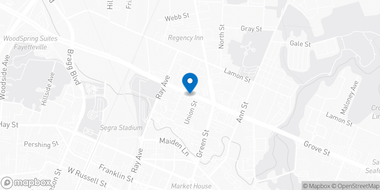 Map showing the location of the Social Security office in Fayetteville, NC