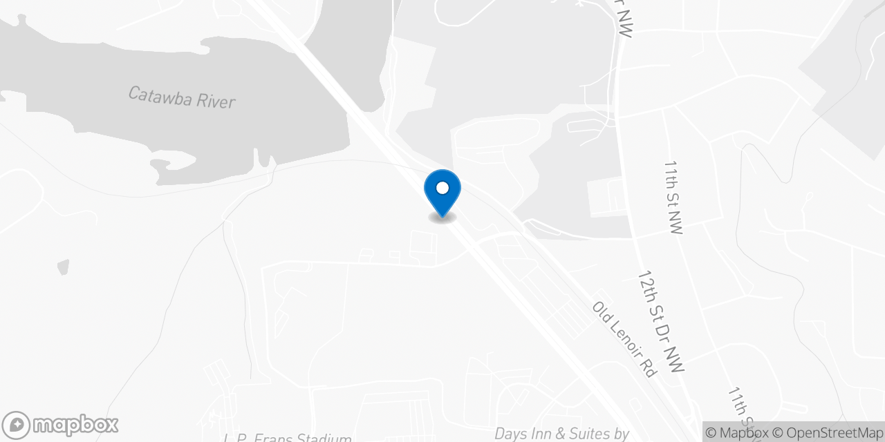 Map showing the location of the Social Security office in Hickory, NC