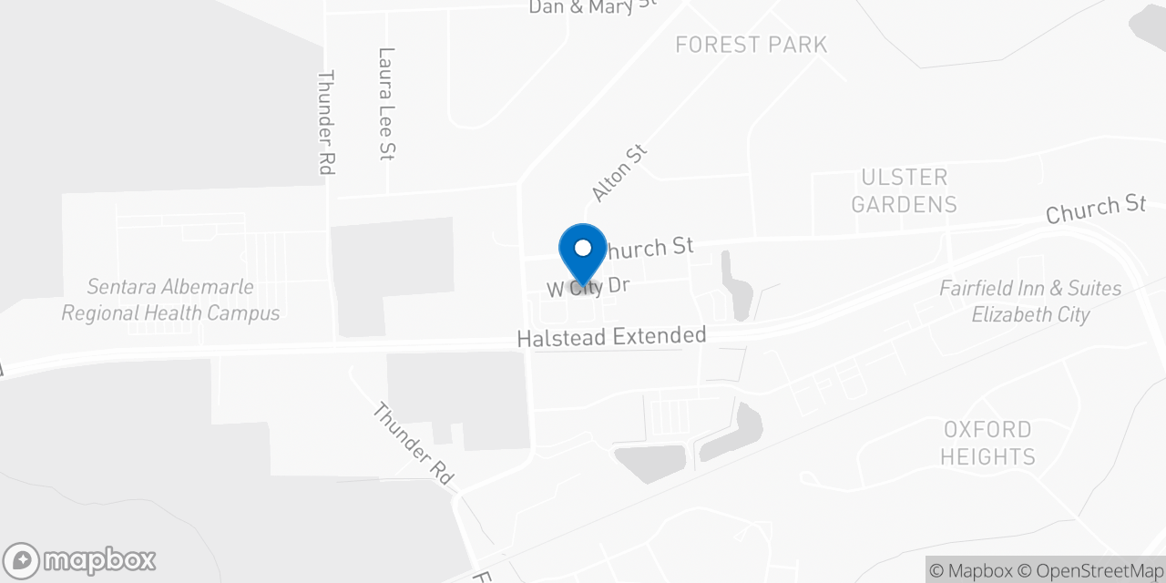 Map showing the location of the Social Security office in Elizabeth City, NC