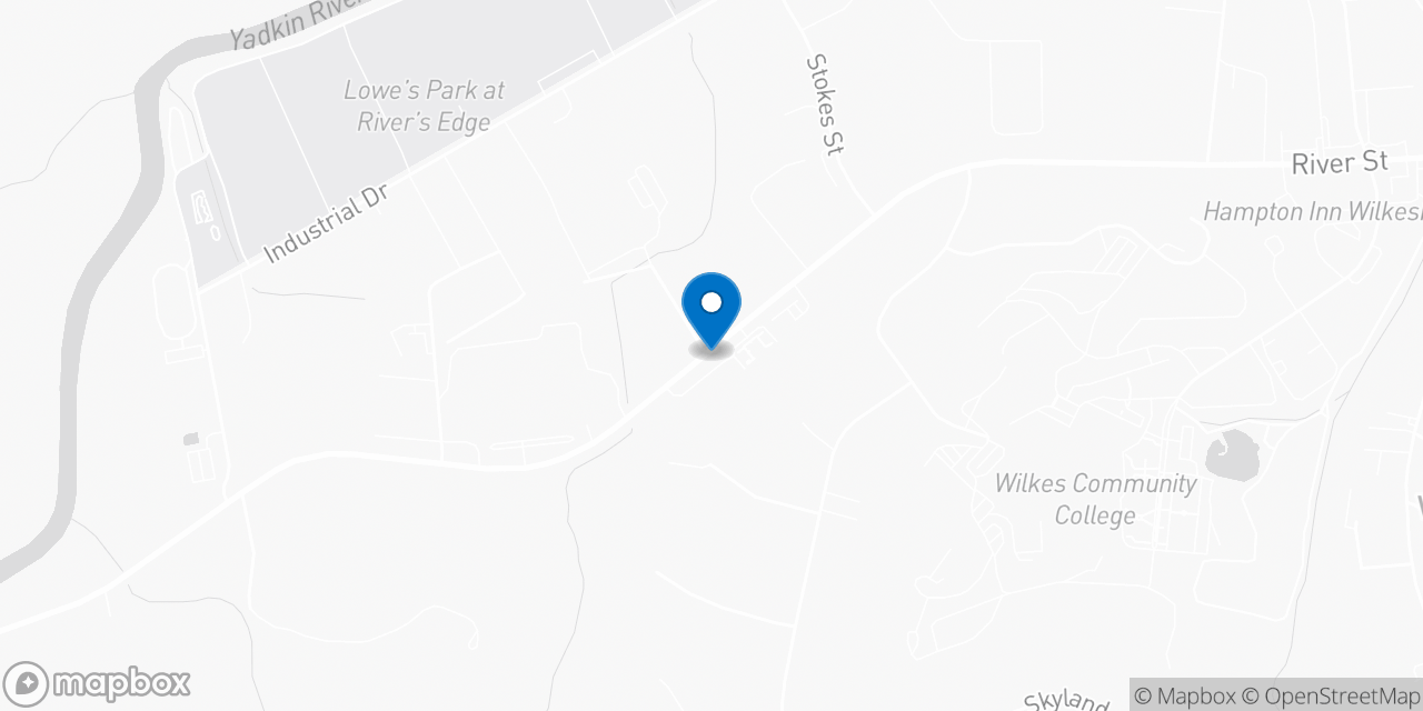 Map showing the location of the Social Security office in Wilkesboro, NC