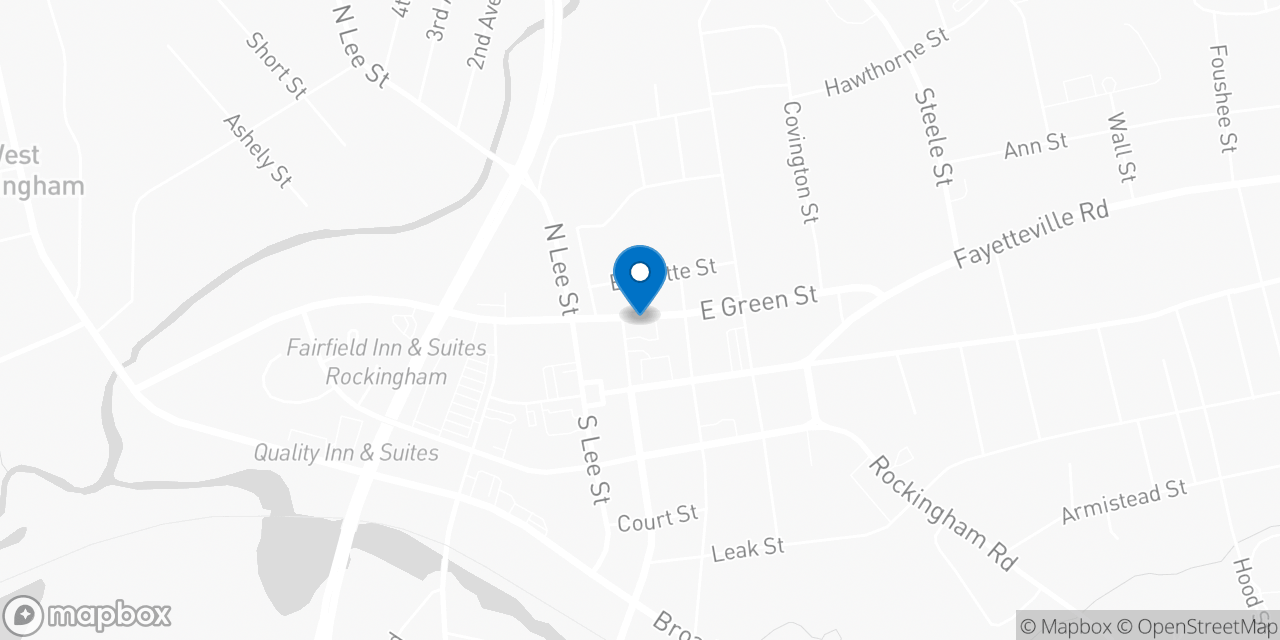 Map showing the location of the Social Security office in Rockingham, NC