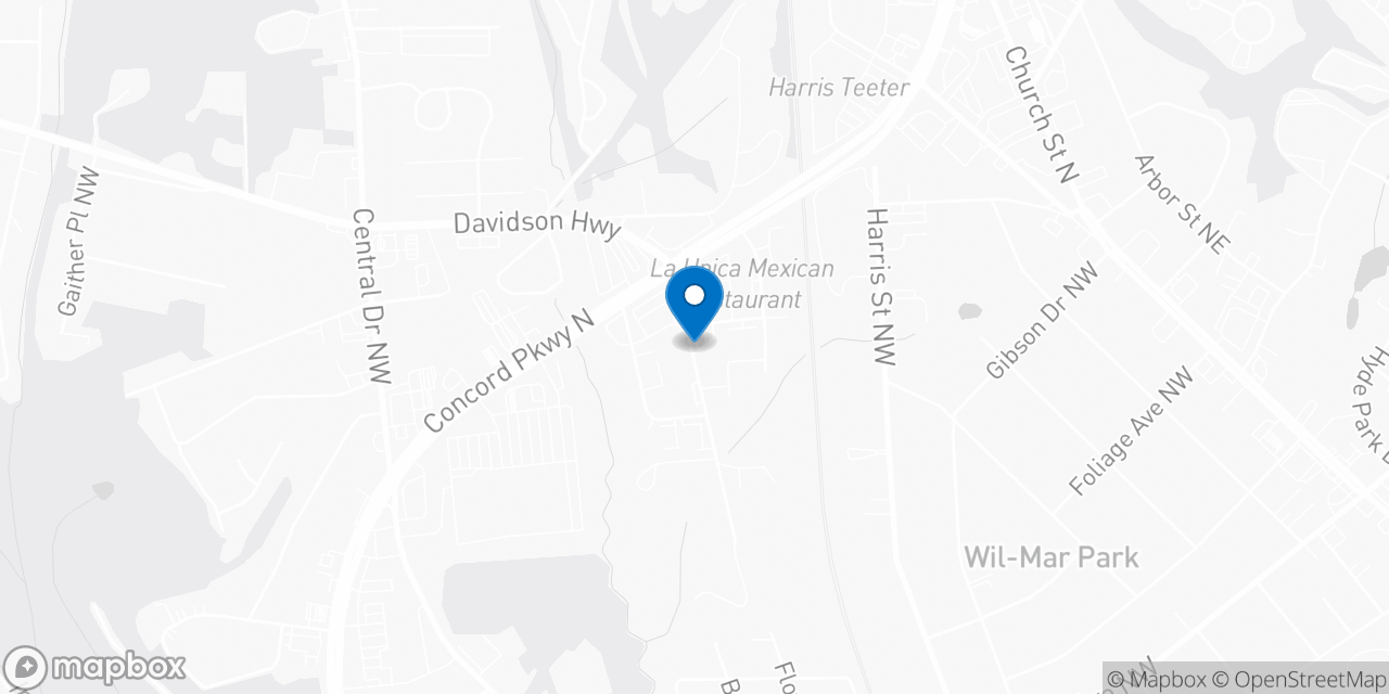 Map showing the location of the Social Security office in Concord, NC