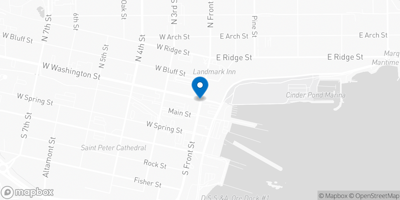 Map showing the location of the Social Security office in Marquette, MI
