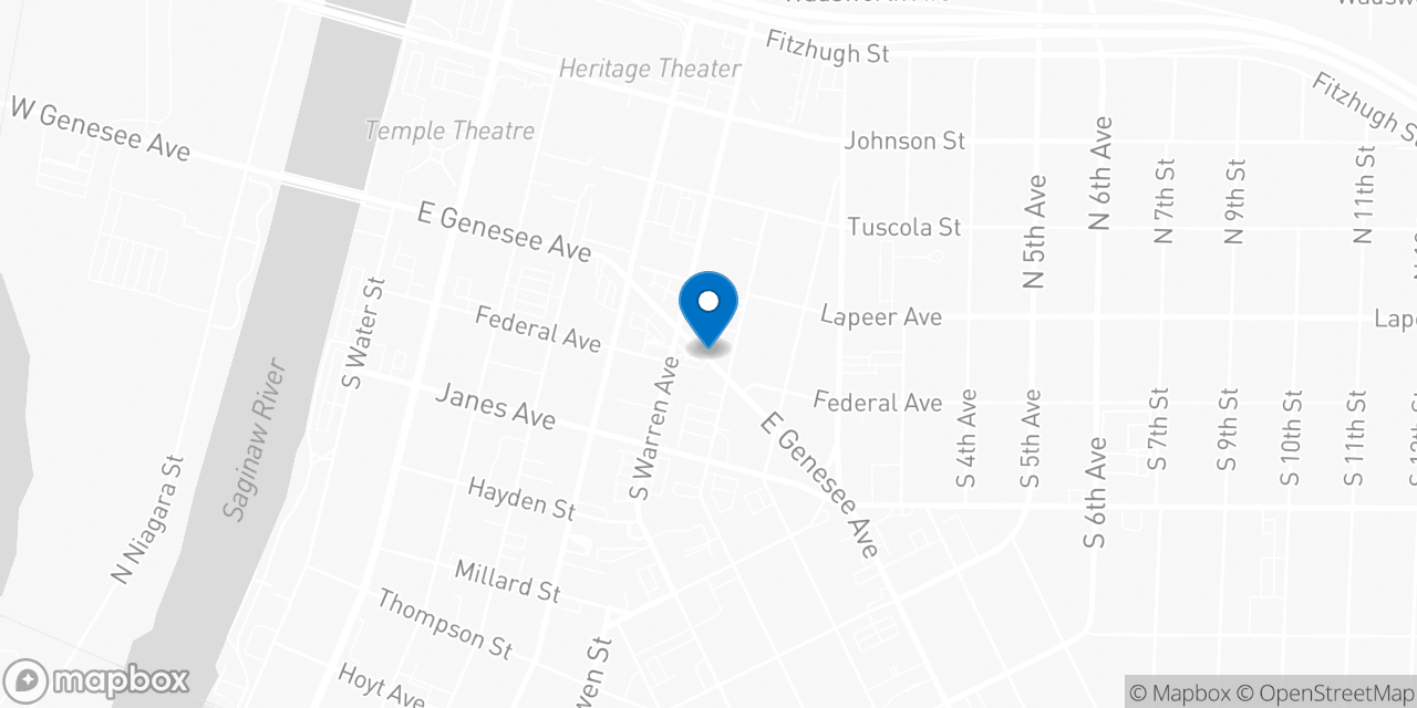 Map showing the location of the Social Security office in Saginaw, MI