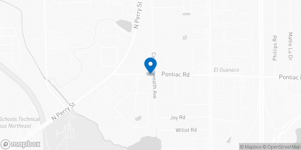 Map showing the location of the Social Security office in Pontiac, MI