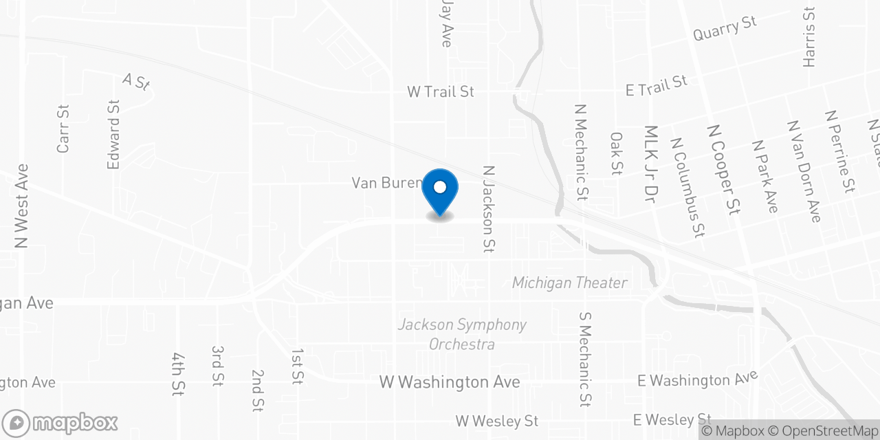 Map showing the location of the Social Security office in Jackson, MI