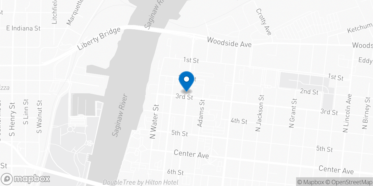 Map showing the location of the Social Security office in Bay City, MI