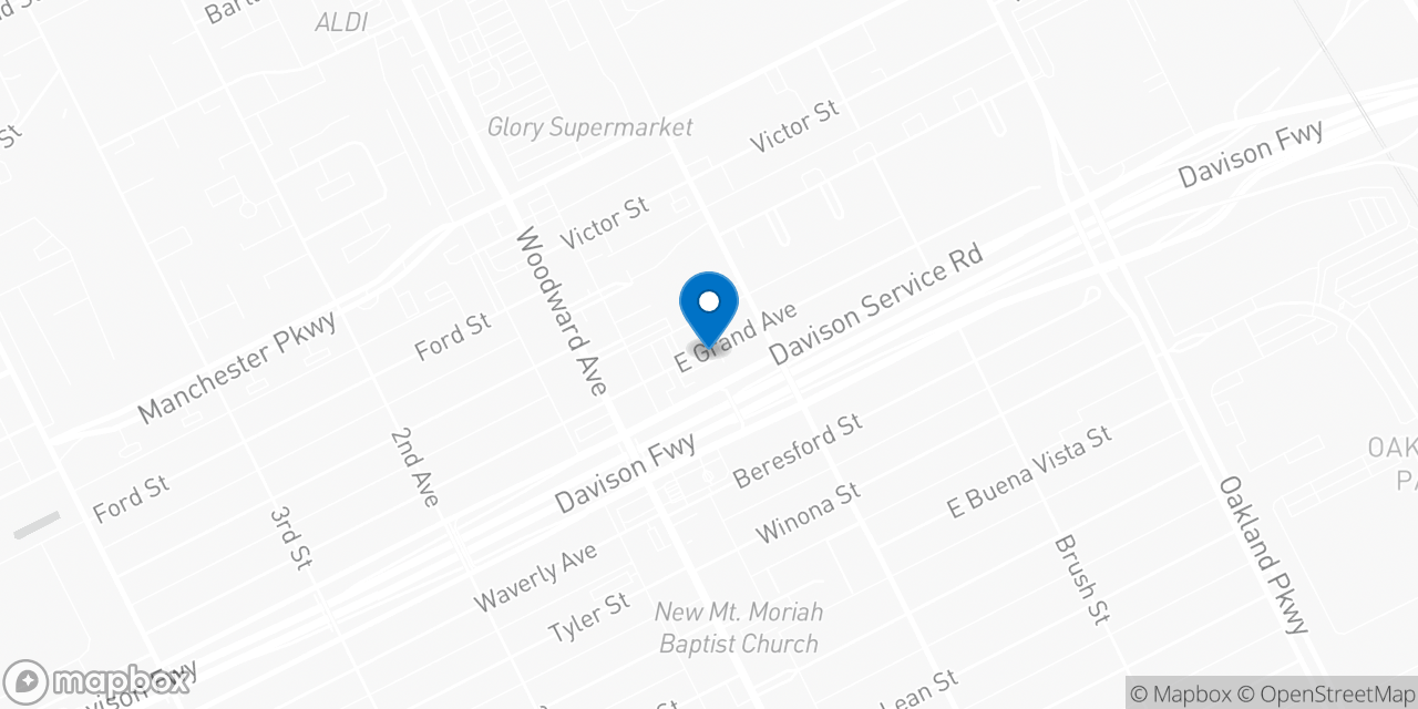 Map showing the location of the Social Security office in Highland Park, MI