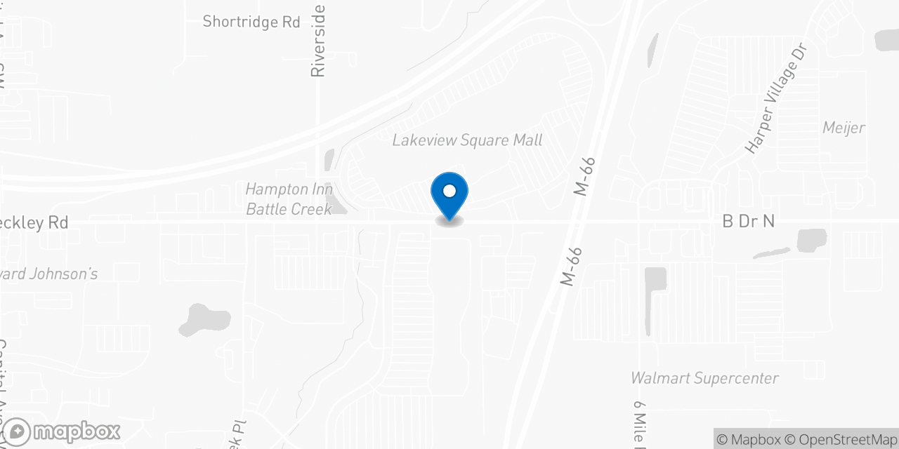 Map showing the location of the Social Security office in Battle Creek, MI