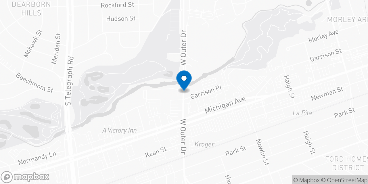 Map showing the location of the Social Security office in Dearborn, MI