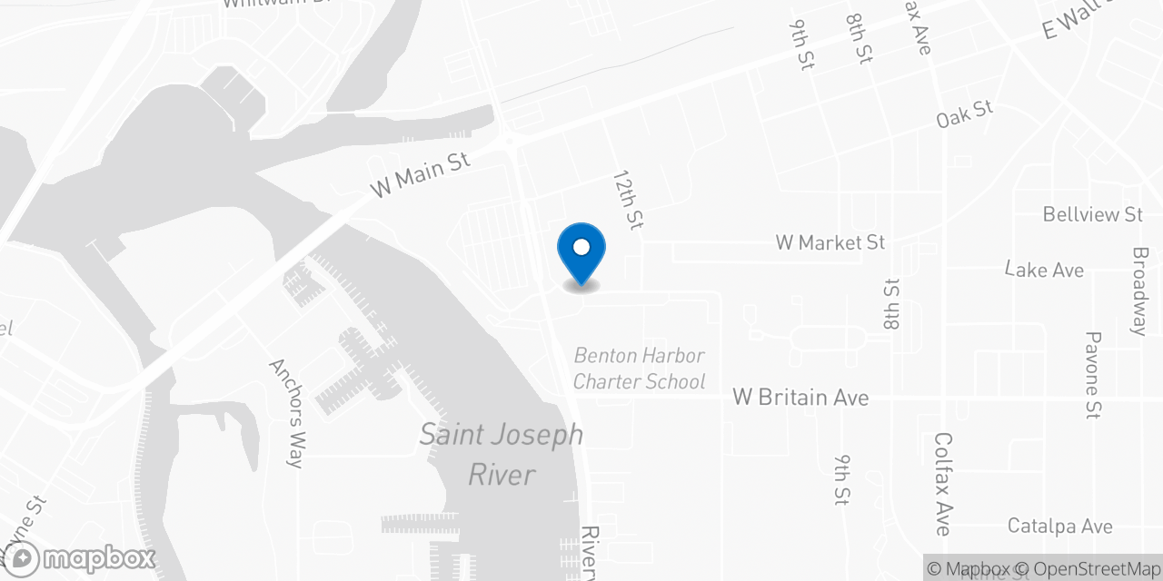 Map showing the location of the Social Security office in Benton Harbor, MI