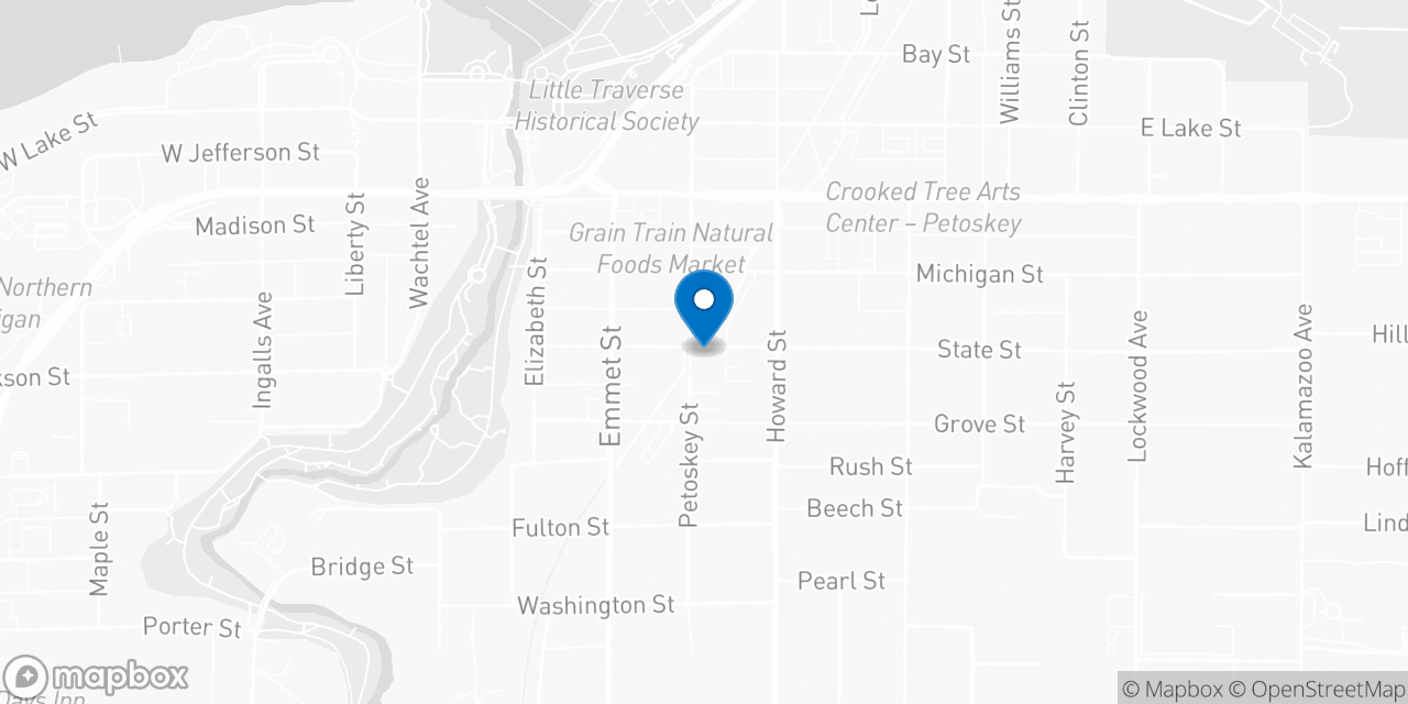 Map showing the location of the Social Security office in Petoskey, MI