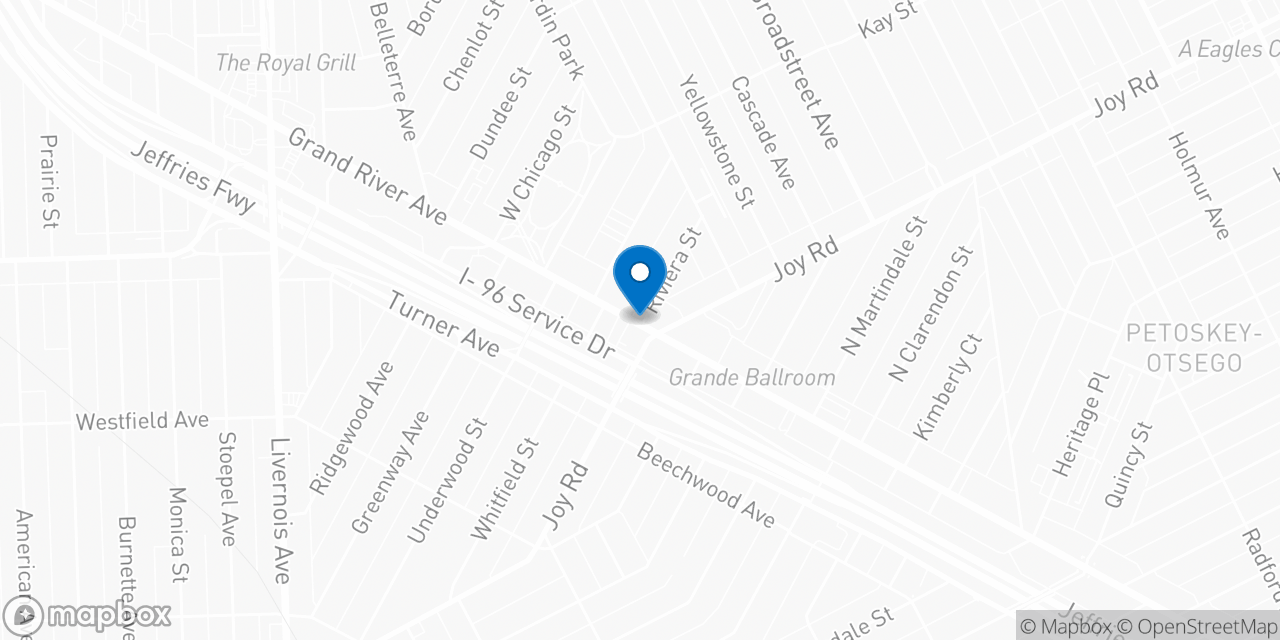 Map showing the location of the Social Security office in Detroit, MI
