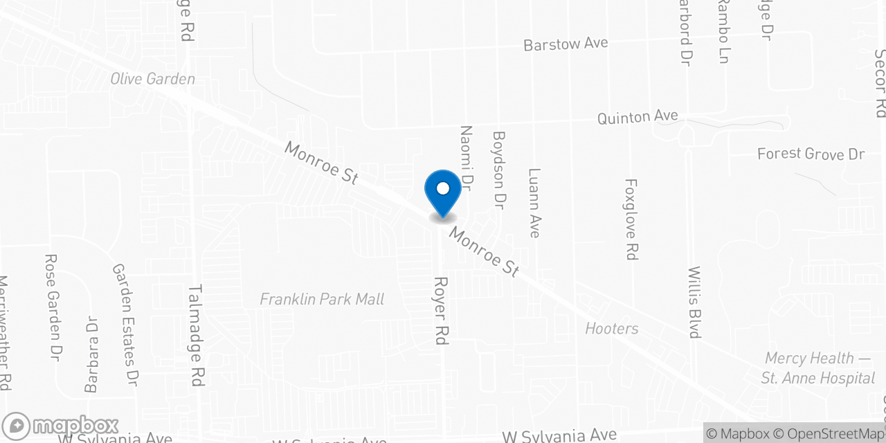 Map showing the location of the Social Security office in Toledo, OH