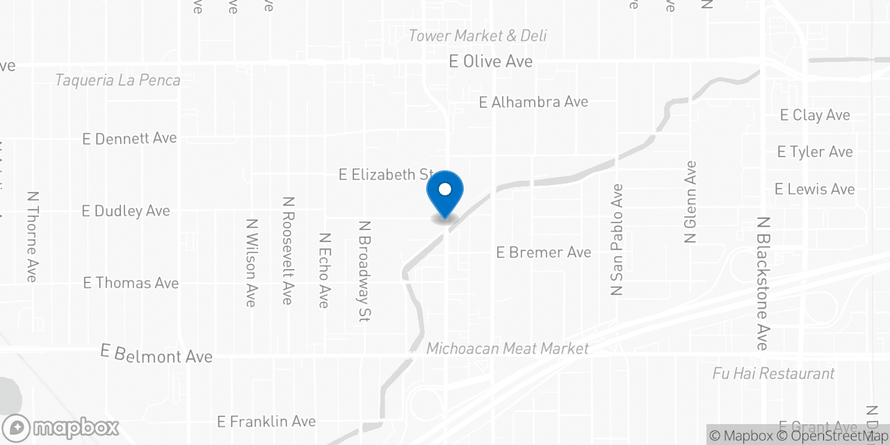 Map showing the location of the Social Security office in Fresno, CA
