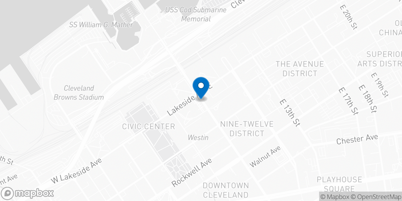 Map showing the location of the Social Security office in Cleveland, OH