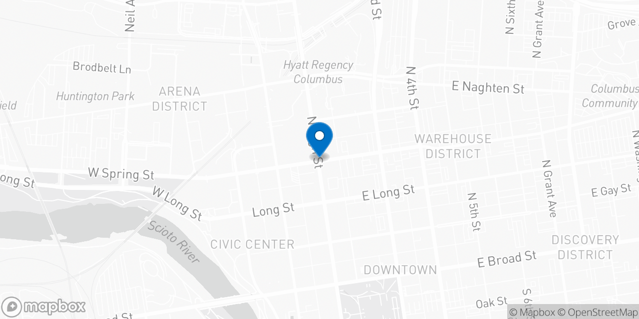 Map showing the location of the Social Security office in Columbus, OH