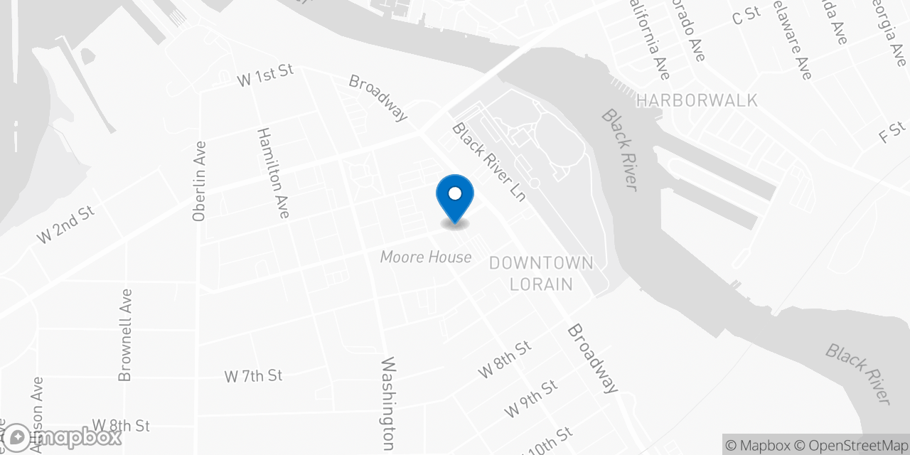 Map showing the location of the Social Security office in Lorain, OH