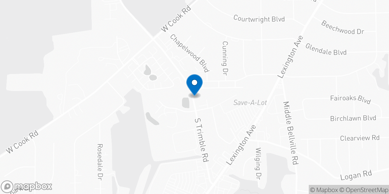 Map showing the location of the Social Security office in Mansfield, OH