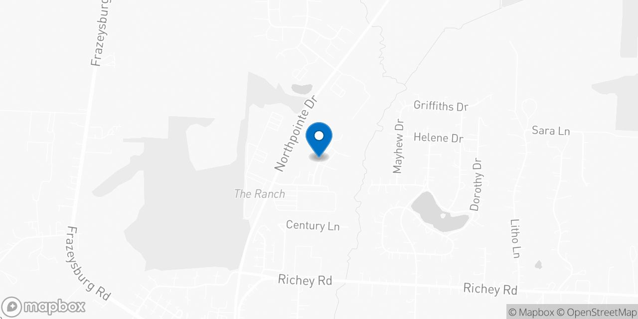 Map showing the location of the Social Security office in Zanesville, OH