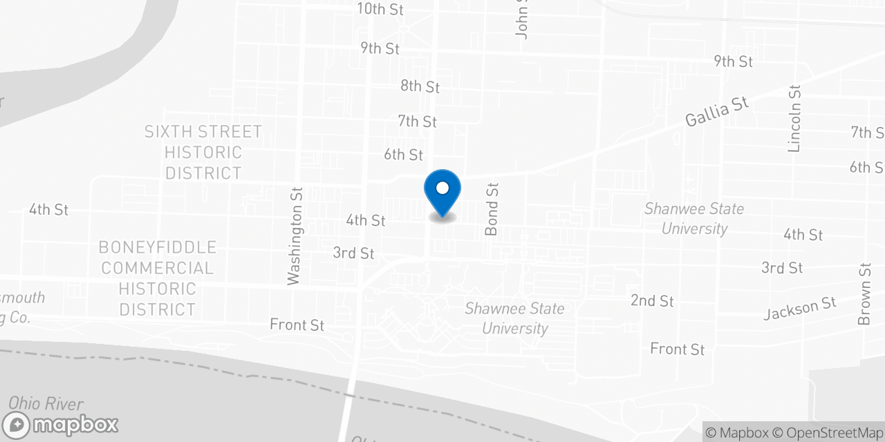 Map showing the location of the Social Security office in Portsmouth, OH
