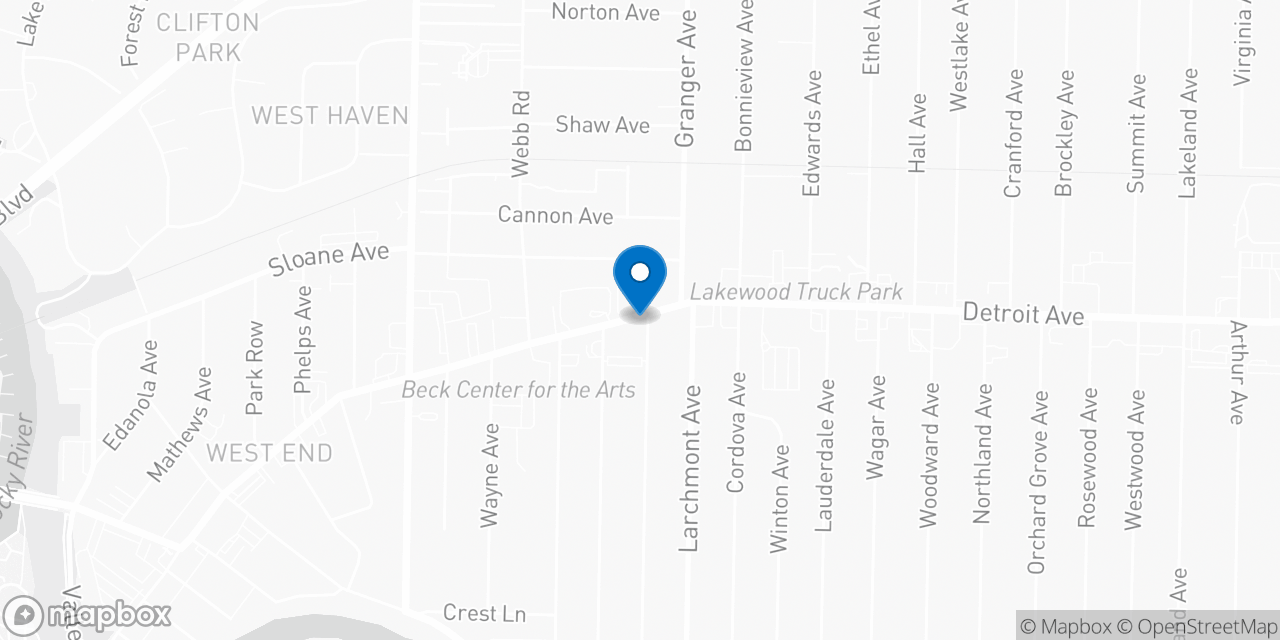Map showing the location of the Social Security office in Lakewood, OH