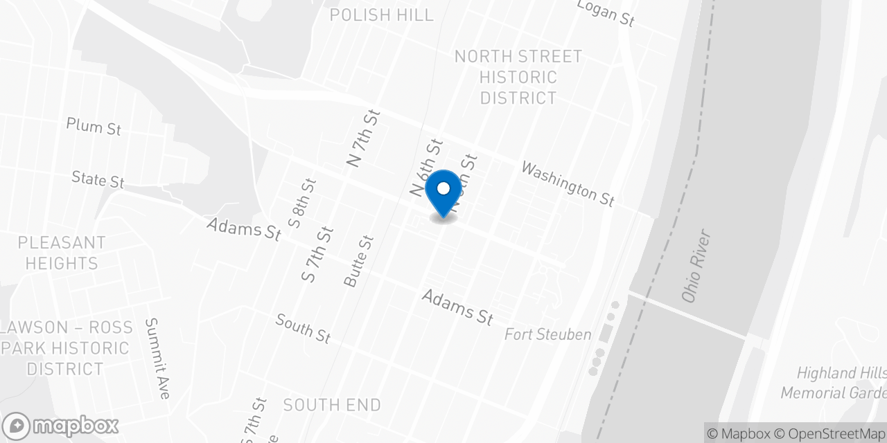 Map showing the location of the Social Security office in Steubenville, OH