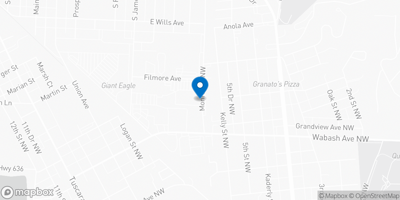 Map showing the location of the Social Security office in New Philadelphia, OH