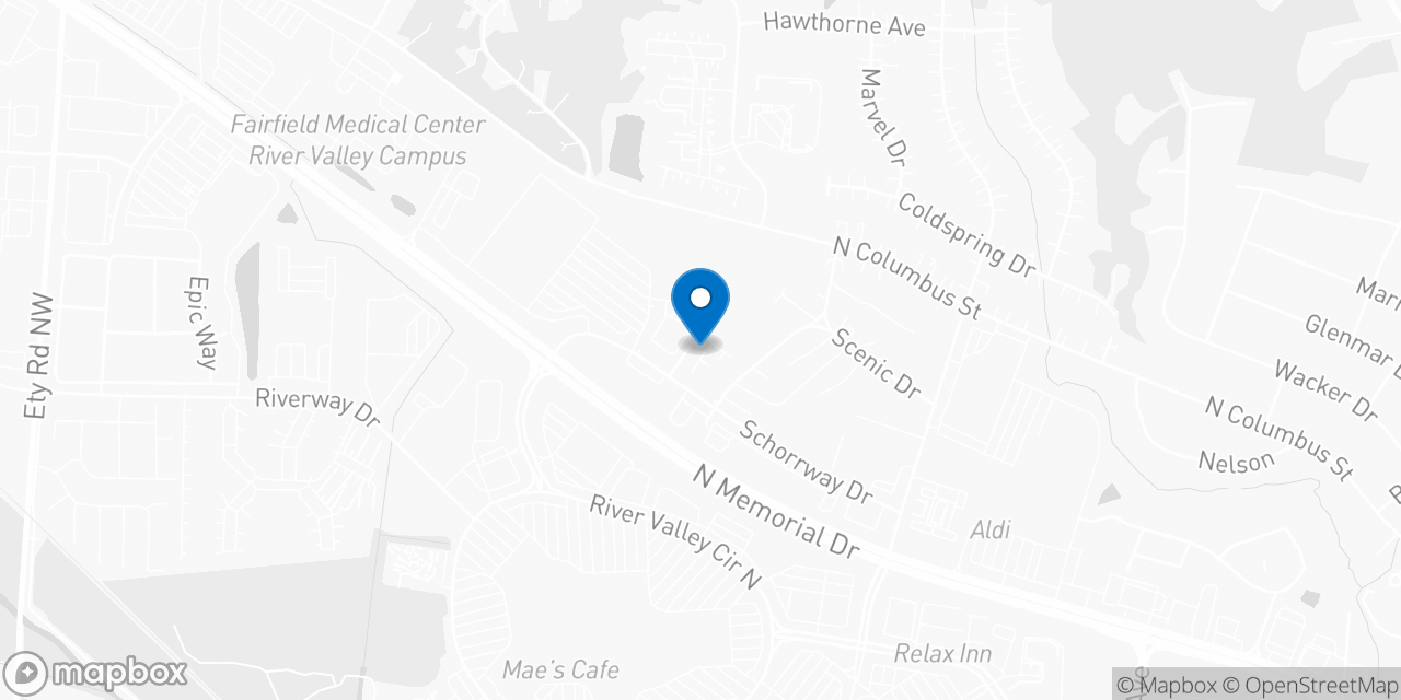 Map showing the location of the Social Security office in Lancaster, OH