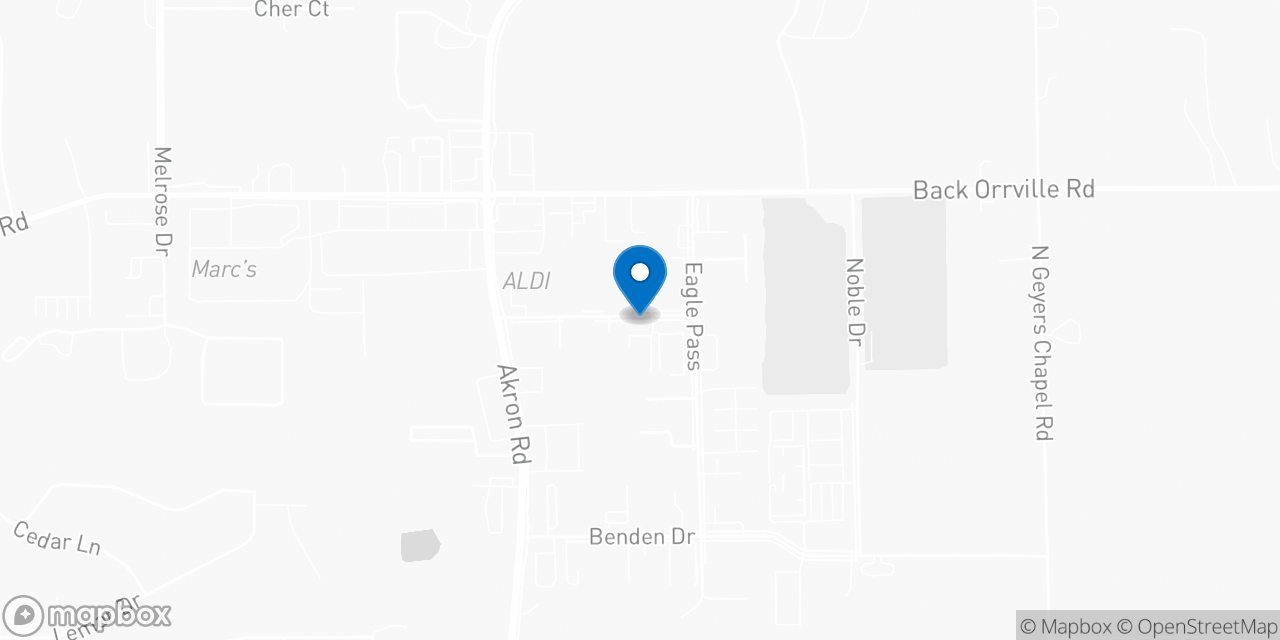Map showing the location of the Social Security office in Wooster, OH