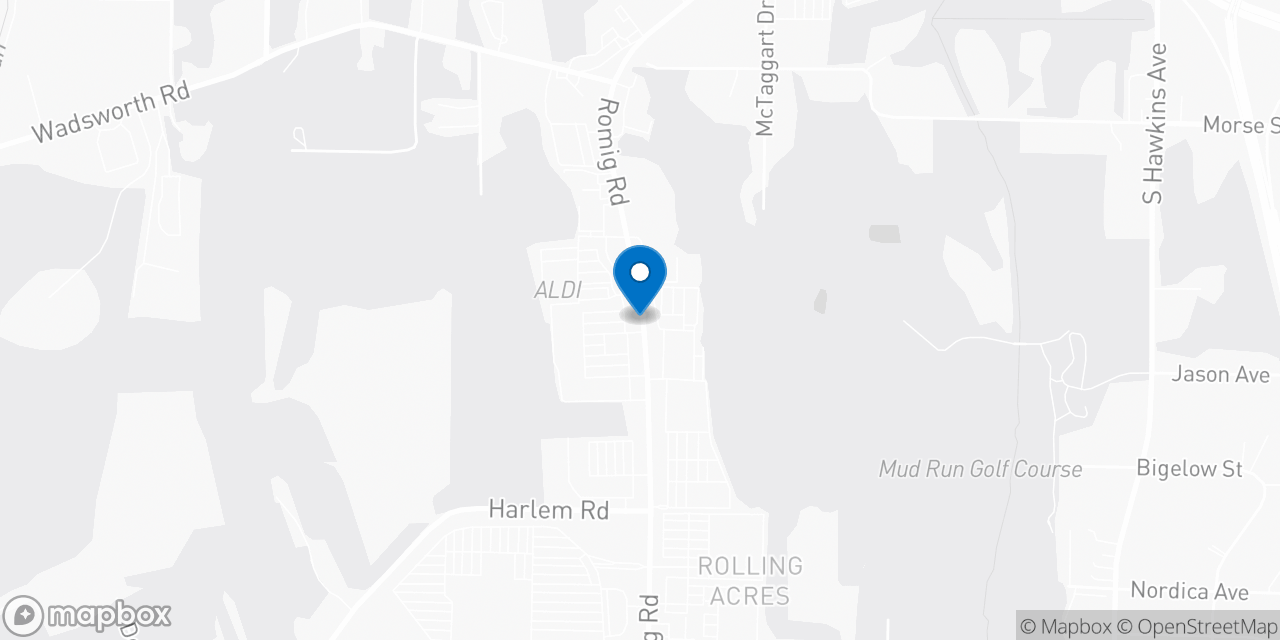Map showing the location of the Social Security office in Akron, OH