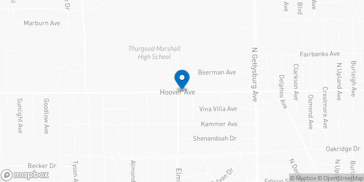 Map showing the location of the Social Security office in Dayton, OH