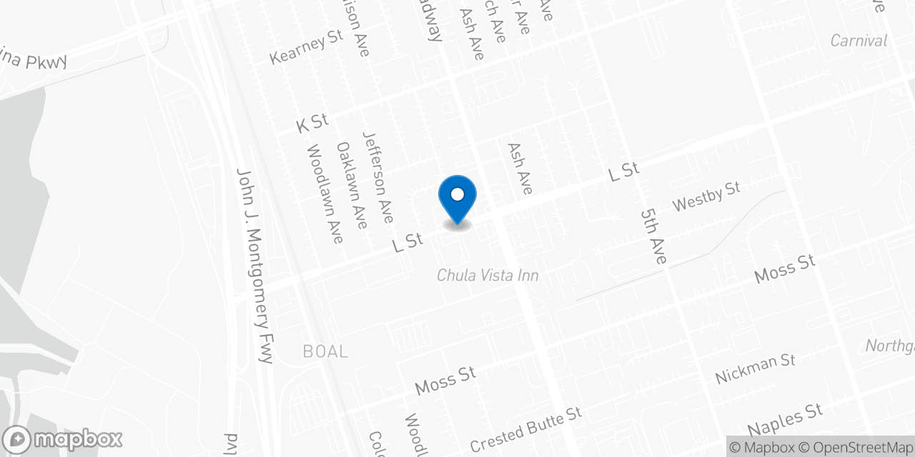 Map showing the location of the Social Security office in Chula Vista, CA