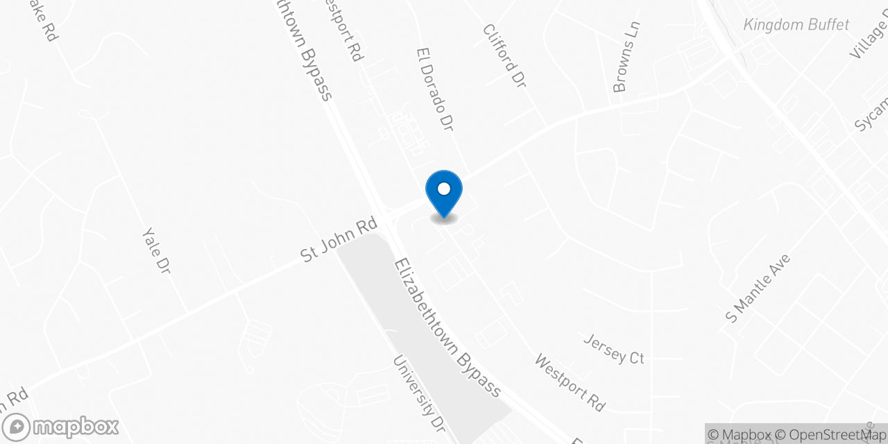 Map showing the location of the Social Security office in Elizabethtown, KY
