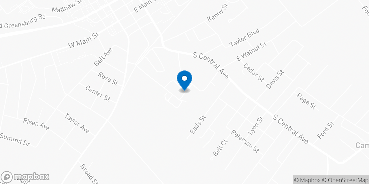 Map showing the location of the Social Security office in Campbellsville, KY