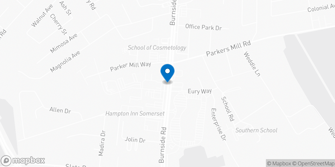 Map showing the location of the Social Security office in Somerset, KY