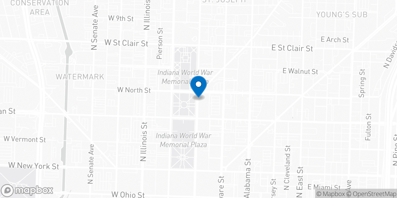Map showing the location of the Social Security office in Indianapolis, IN