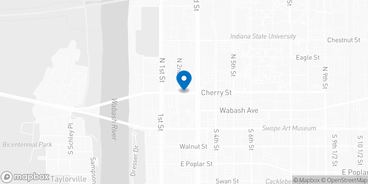 Map showing the location of the Social Security office in Terre Haute, IN