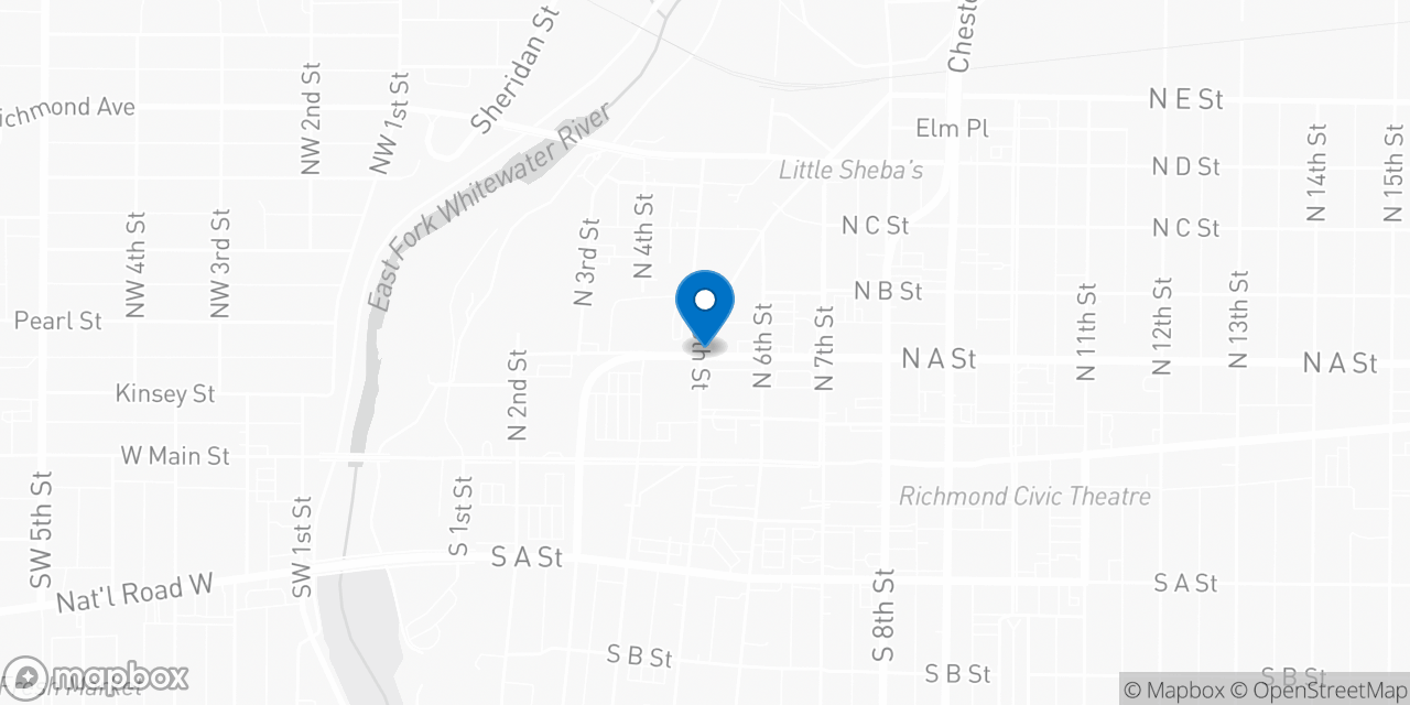 Map showing the location of the Social Security office in Richmond, IN