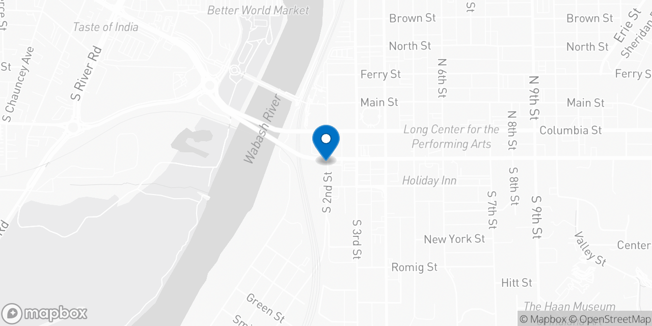 Map showing the location of the Social Security office in Lafayette, IN