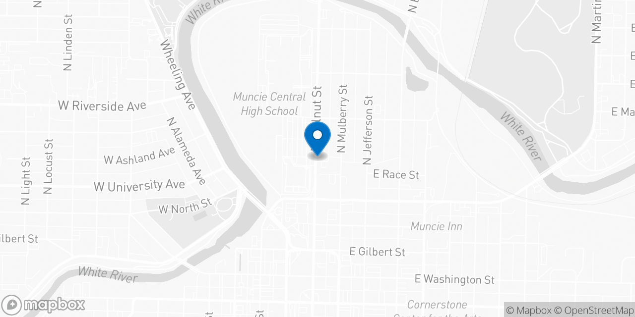 Map showing the location of the Social Security office in Muncie, IN