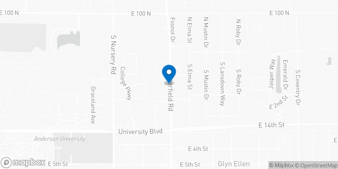 Map showing the location of the Social Security office in Anderson, IN