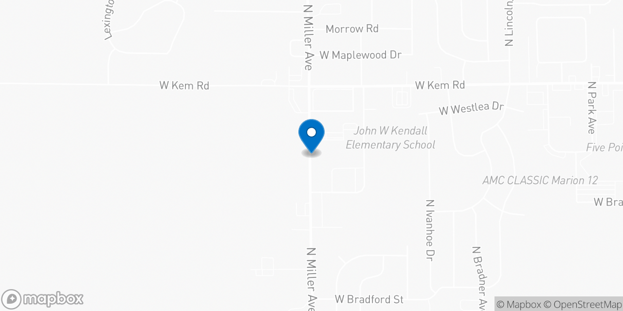 Map showing the location of the Social Security office in Marion, IN
