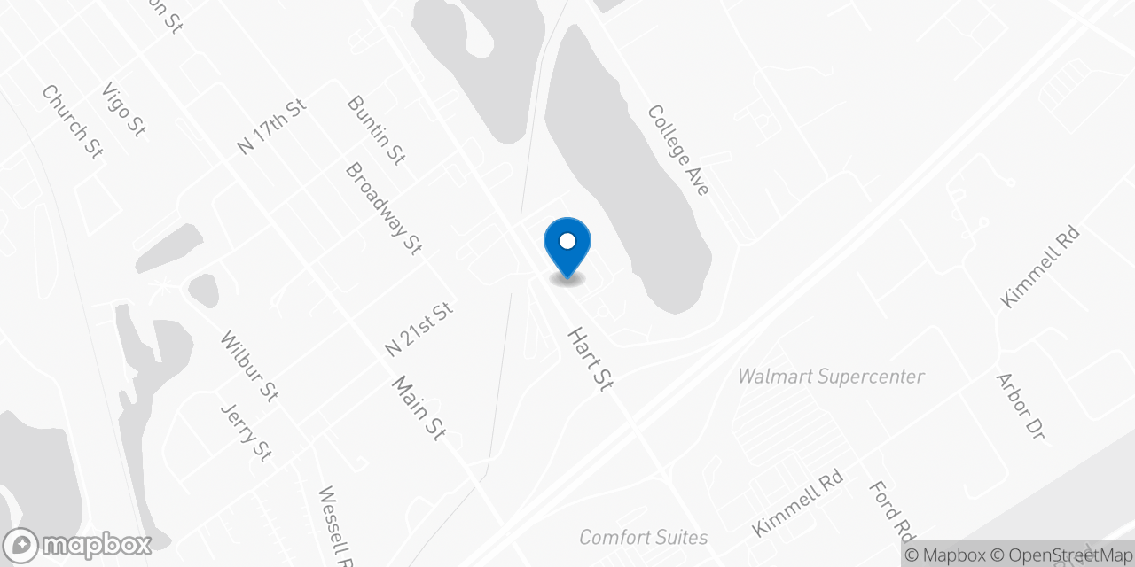 Map showing the location of the Social Security office in Vincennes, IN