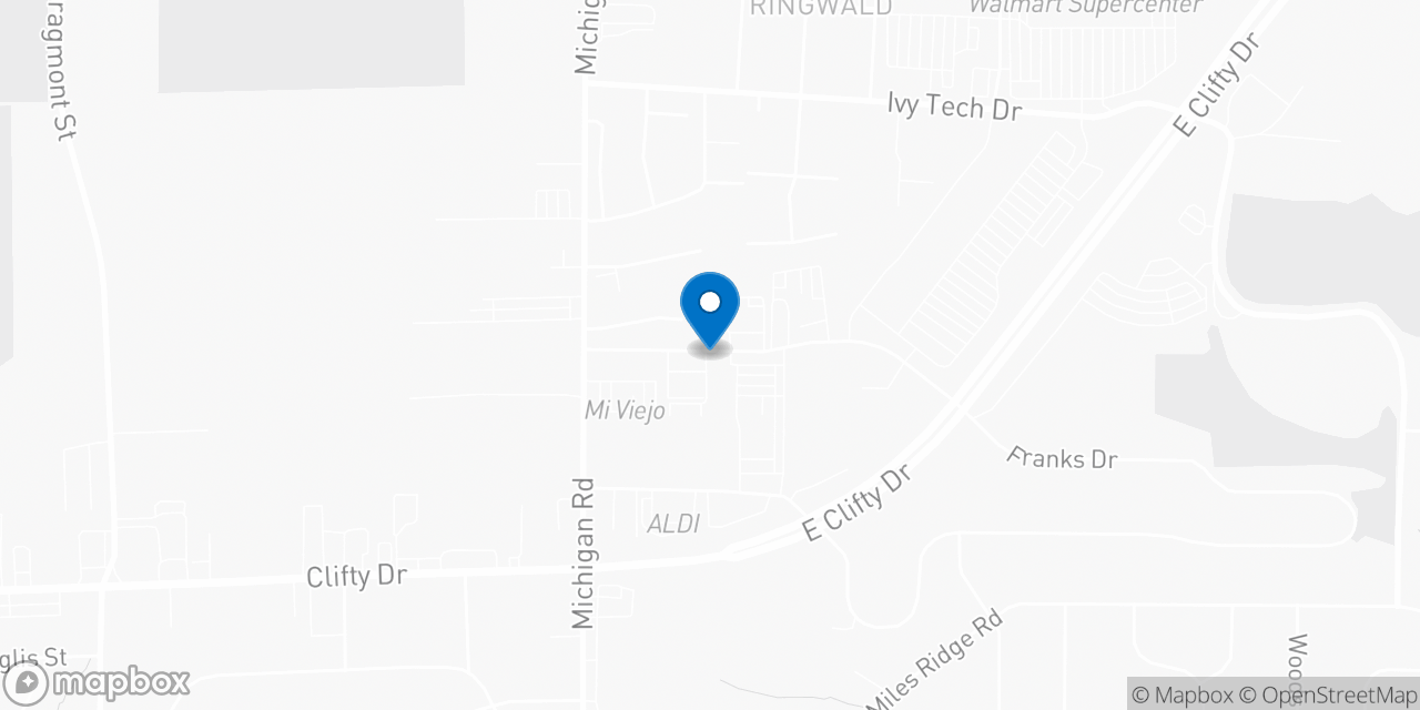 Map showing the location of the Social Security office in Madison, IN