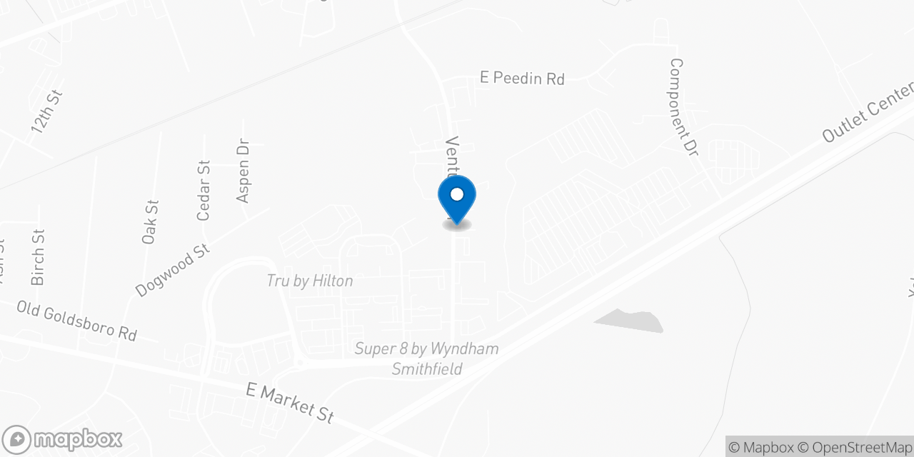 Map showing the location of the Social Security office in Smithfield, NC