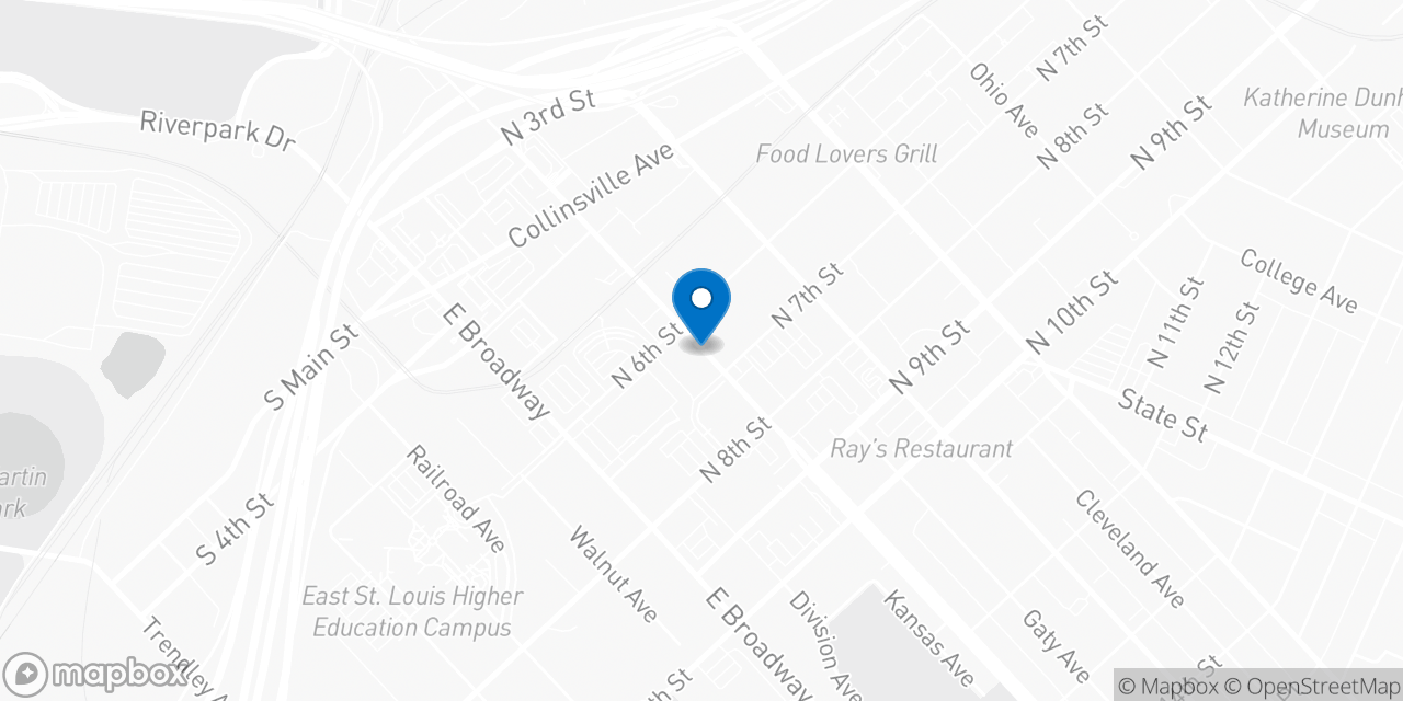 Map showing the location of the Social Security office in East St Louis, IL